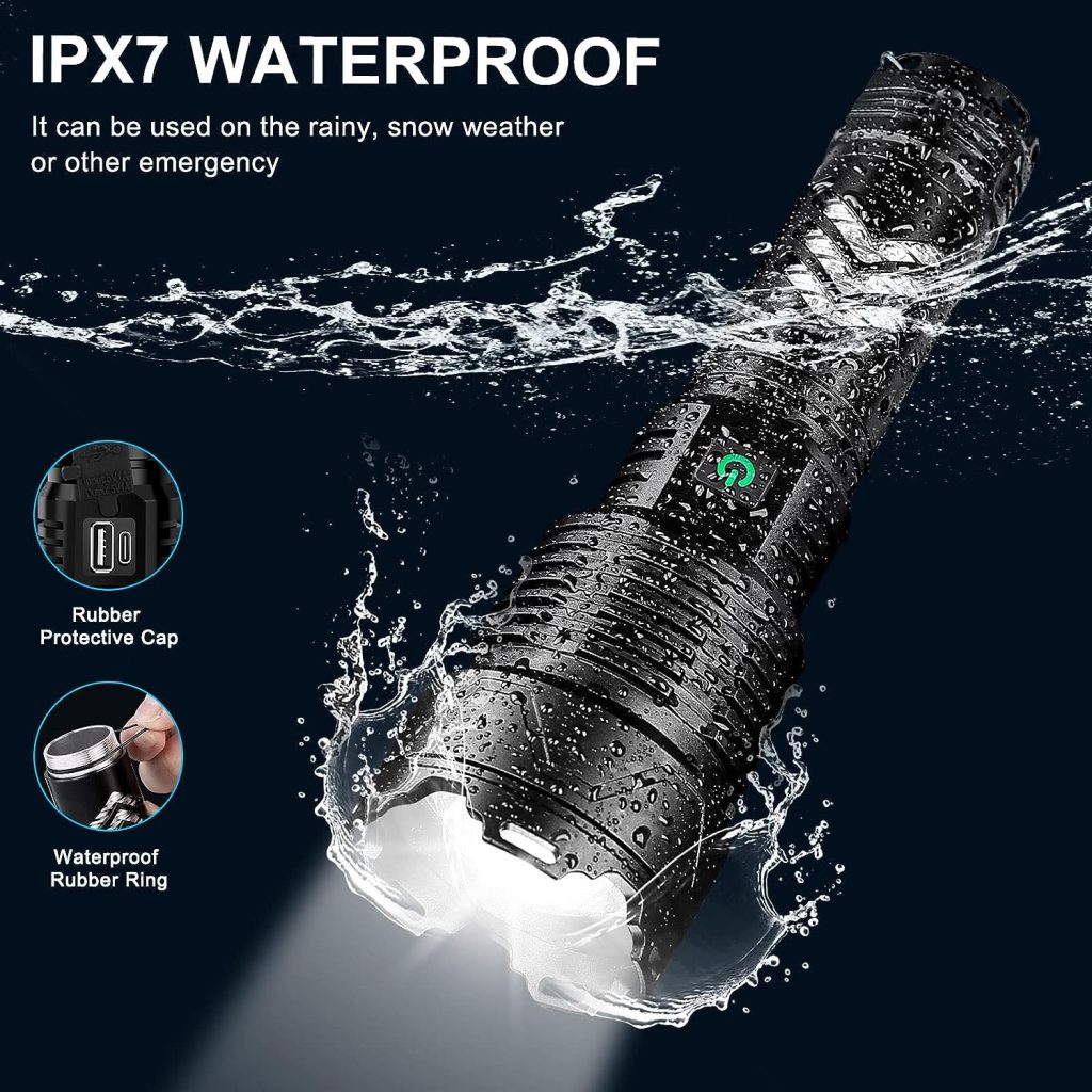 ANKRA Rechargeable Flashlights 180000 High Lumens Zoomable 5 Modes Super Bright IPX7 Waterproof  USB-C Charging Tactical Flashlights Powerful Handheld Flashlight for Emergencies Camping