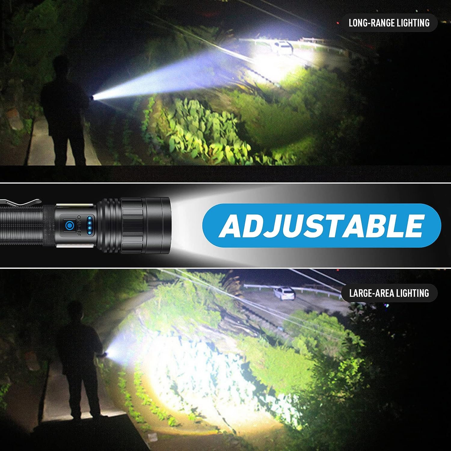 BERCOL Rechargeable Flashlights High Lumen, 200000 Lumens Super Bright Magnetic Flash Light, 7 Modes with 2 Cob Work Light, Powerful Led Flashlight with Holster for Camping, Gift Men Dad Husband Him