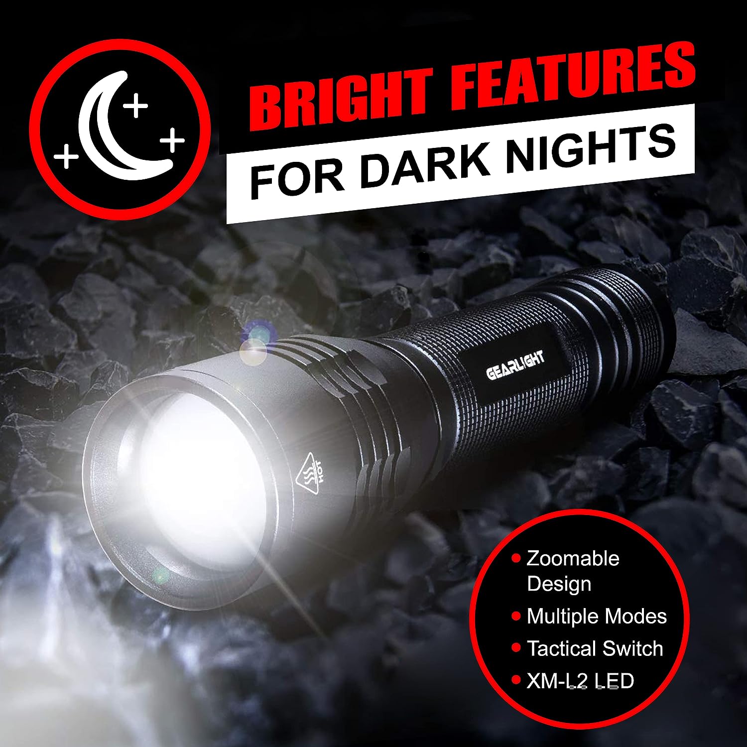 GearLight S2000 LED Flashlight High Lumens - Super Bright, Powerful, Mid-Size Tactical Flashlight for Outdoor Activity  Emergency Use