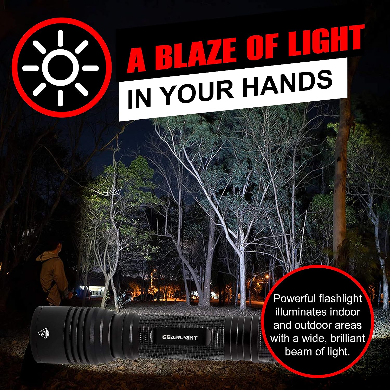 GearLight S2000 LED Flashlight High Lumens - Super Bright, Powerful, Mid-Size Tactical Flashlight for Outdoor Activity  Emergency Use