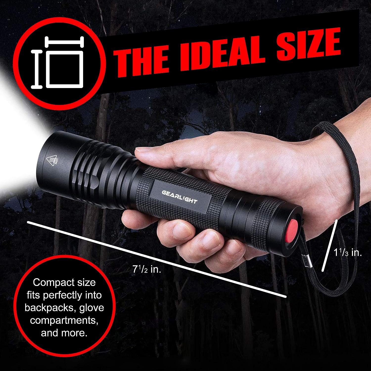 GearLight S2000 LED Flashlight High Lumens - Super Bright, Powerful, Mid-Size Tactical Flashlight for Outdoor Activity  Emergency Use
