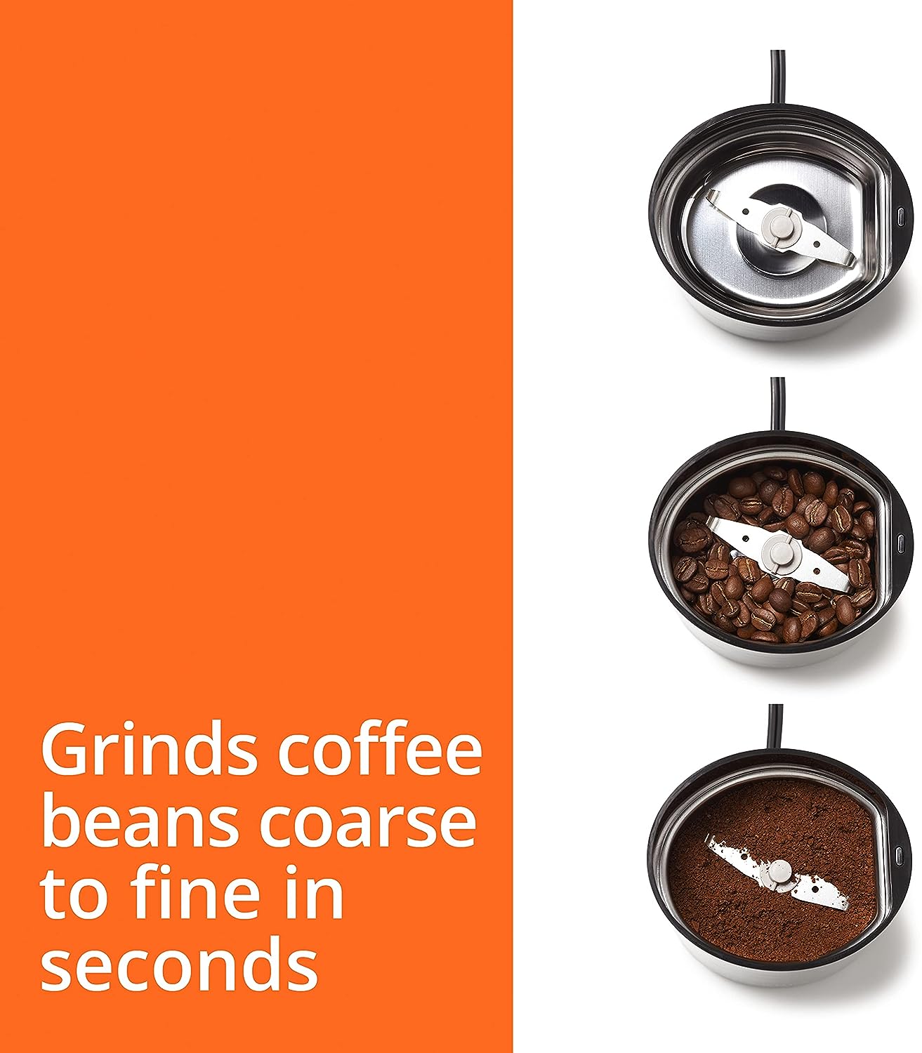 Krups One-Touch Stainless Steel Coffee and Spice Grinder 12 Cup Easy to Use, One Touch Operation 200 Watts Coffee, Espresso, French Press, Pour Over, Spices, Dry Herbs, Nuts Silver