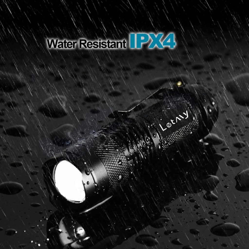 LETMY Tactical Flashlight, Super Bright LED Mini Flashlights with Belt Clip, Zoomable, 3 Modes, Waterproof - Best EDC Flashlight for Gift, Hiking, Camping, Hurricane Power Outage (4 Pack)
