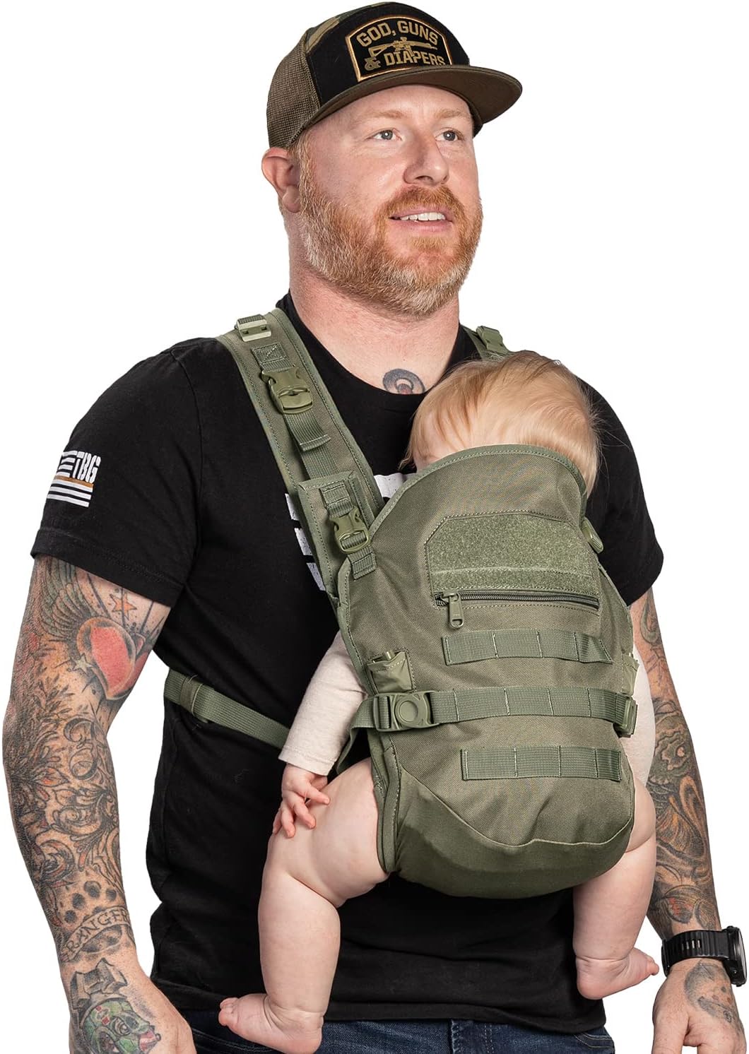 TBG - Mens Tactical Baby Carrier for Infants and Toddlers 8-33 lbs - Compact (Ranger Green)