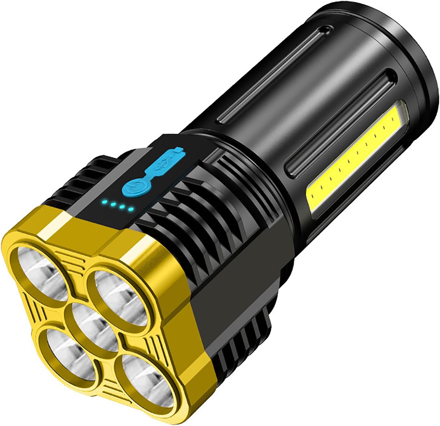 WUCOHATI Portable Led Flashlight-Five Core Design Handheld Flashlight, Multiple Light Modes Tactical Flashlight, with Cob Light Rechargeable Flashlights, Suitable for Exploration, Camping, Hunting