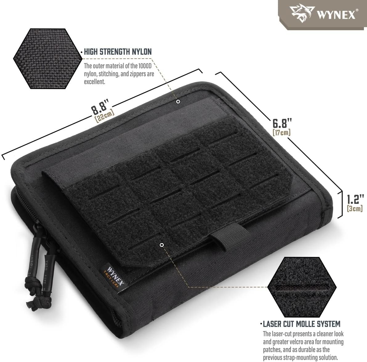 WYNEX Tactical Folding Admin Pouch, Molle Tool Bag of Laser-Cut Design, Utility Organizer EDC Medical Bag Modular Pouches Tactical Attachment Waist Pouch Include U.S Patch